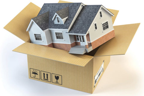 illustration of a house put in a moving box
